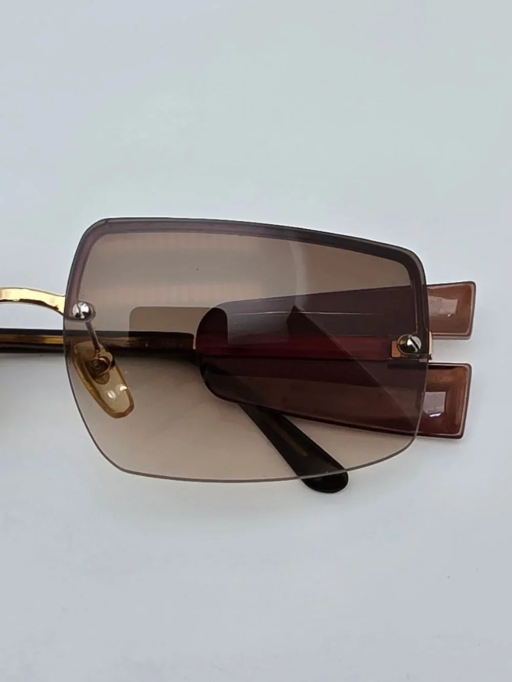 Giorgio Armani 1525 743 Gold Frame Brown Gradient Lens Semi Rimless Sunglasses